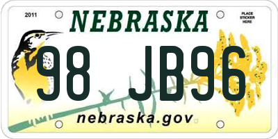 NE license plate 98JB96