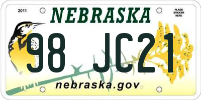 NE license plate 98JC21