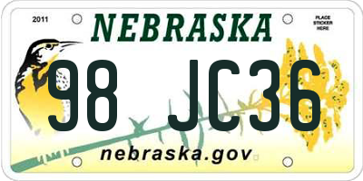 NE license plate 98JC36