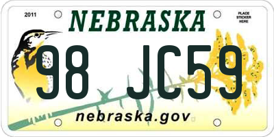 NE license plate 98JC59