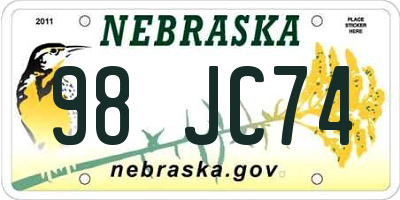 NE license plate 98JC74
