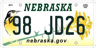 NE license plate 98JD26