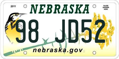 NE license plate 98JD52