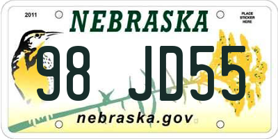 NE license plate 98JD55