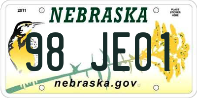 NE license plate 98JE01
