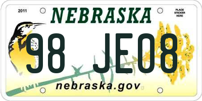 NE license plate 98JE08