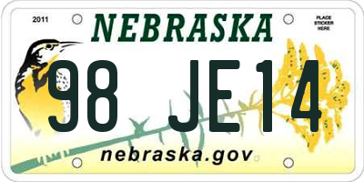 NE license plate 98JE14