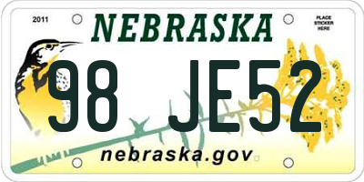 NE license plate 98JE52