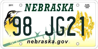 NE license plate 98JG21