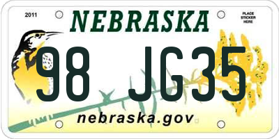 NE license plate 98JG35