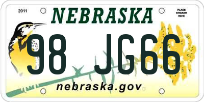 NE license plate 98JG66