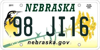 NE license plate 98JI16