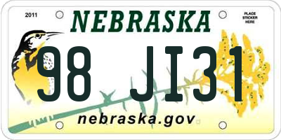 NE license plate 98JI31