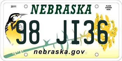 NE license plate 98JI36