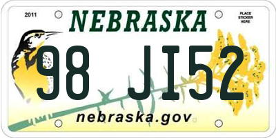 NE license plate 98JI52