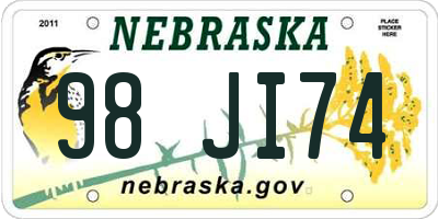NE license plate 98JI74