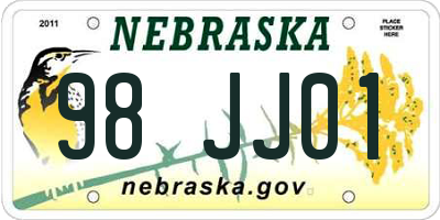 NE license plate 98JJ01