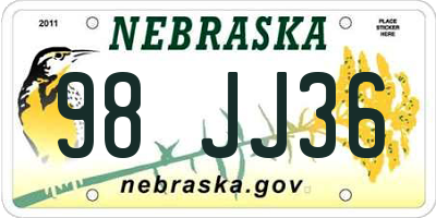 NE license plate 98JJ36