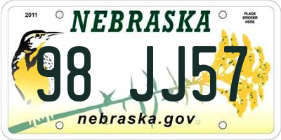 NE license plate 98JJ57