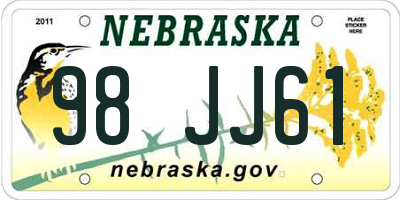 NE license plate 98JJ61