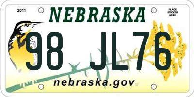 NE license plate 98JL76