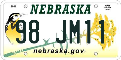 NE license plate 98JM11