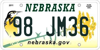 NE license plate 98JM36