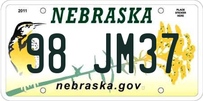NE license plate 98JM37