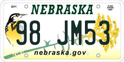 NE license plate 98JM53