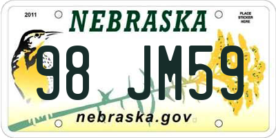 NE license plate 98JM59