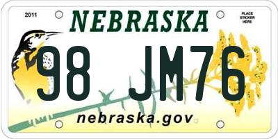 NE license plate 98JM76