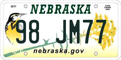 NE license plate 98JM77