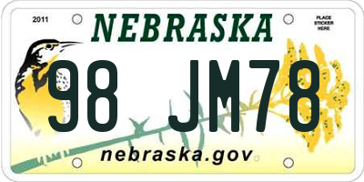 NE license plate 98JM78