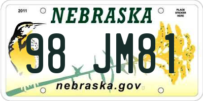 NE license plate 98JM81