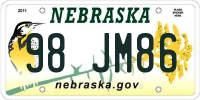 NE license plate 98JM86