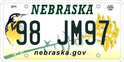 NE license plate 98JM97