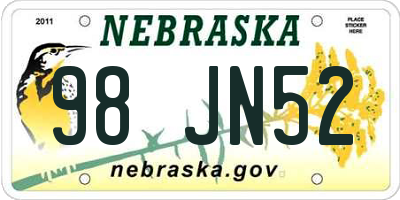 NE license plate 98JN52