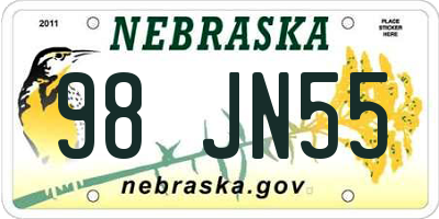 NE license plate 98JN55
