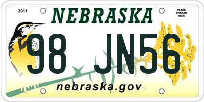 NE license plate 98JN56