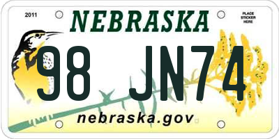 NE license plate 98JN74