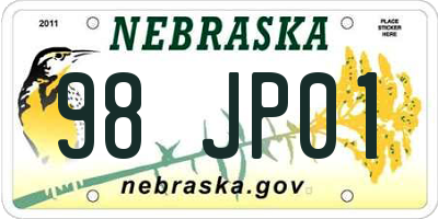 NE license plate 98JP01