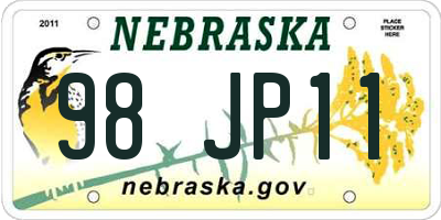 NE license plate 98JP11