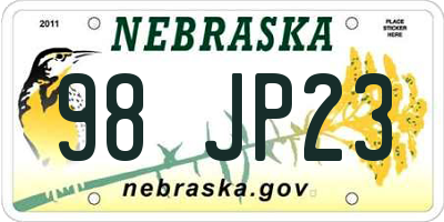 NE license plate 98JP23