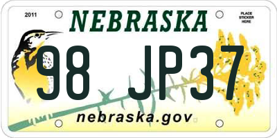 NE license plate 98JP37
