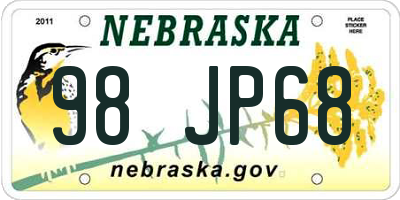 NE license plate 98JP68