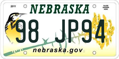 NE license plate 98JP94