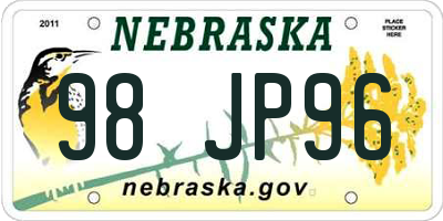 NE license plate 98JP96