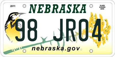 NE license plate 98JR04