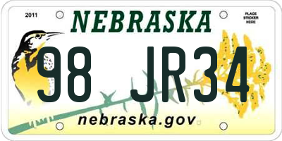 NE license plate 98JR34