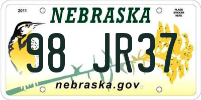 NE license plate 98JR37